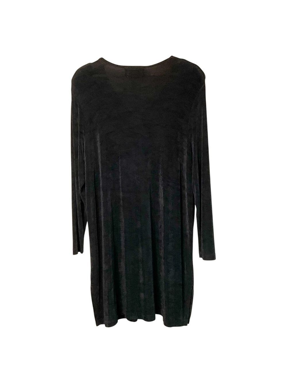 MARALLIS COLLECTION Jersey Knit Black Long Line Button Front Cardigan US Sz L - Picture 4 of 9